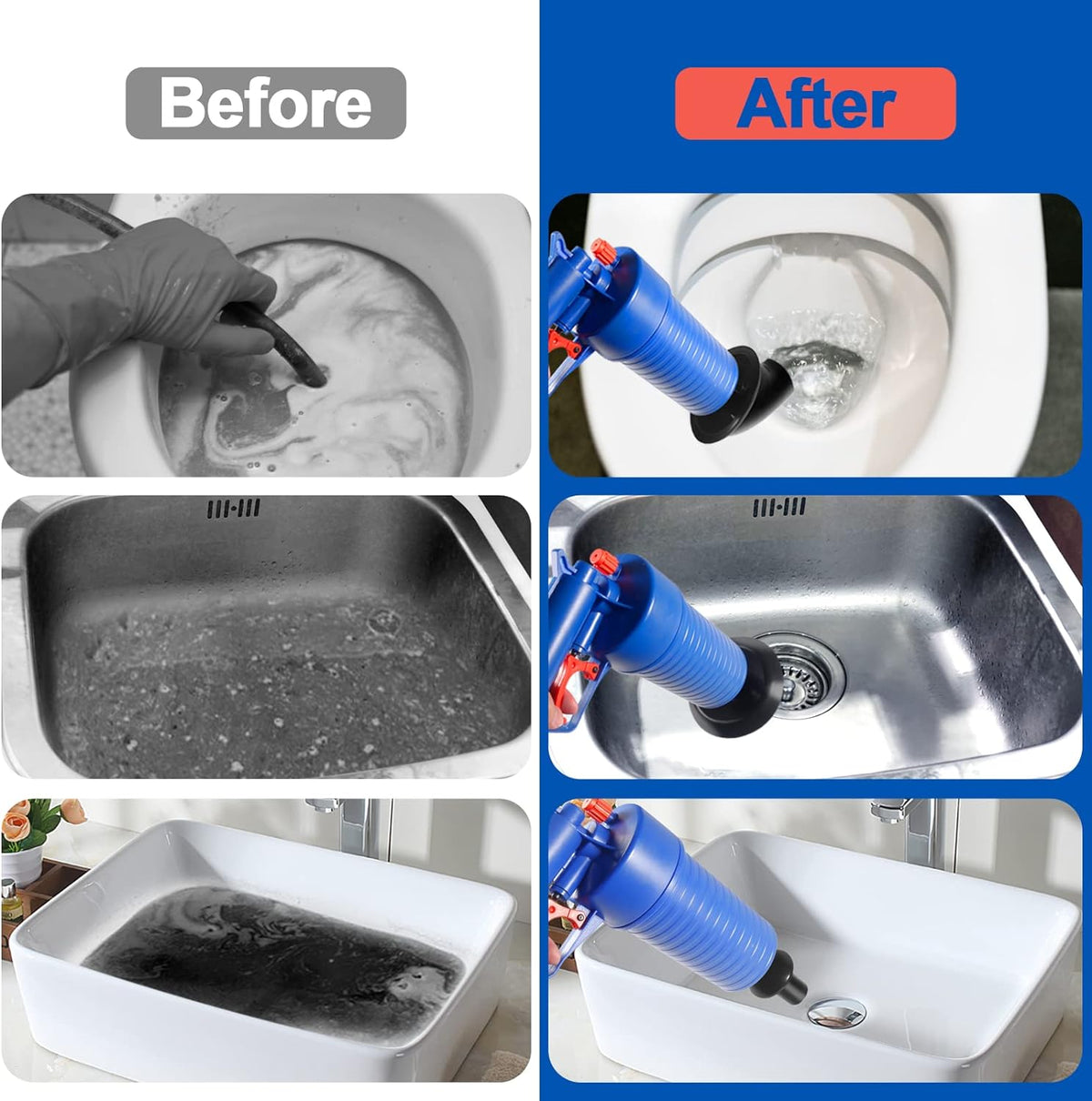 Powerful Air-Pressure Drain Unclogger with Multi-Suction Cups