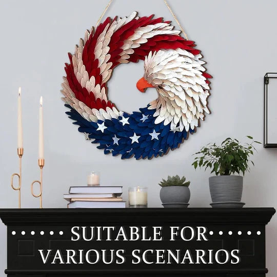 Patriotic Eagle Emblem Wooden Door Decor