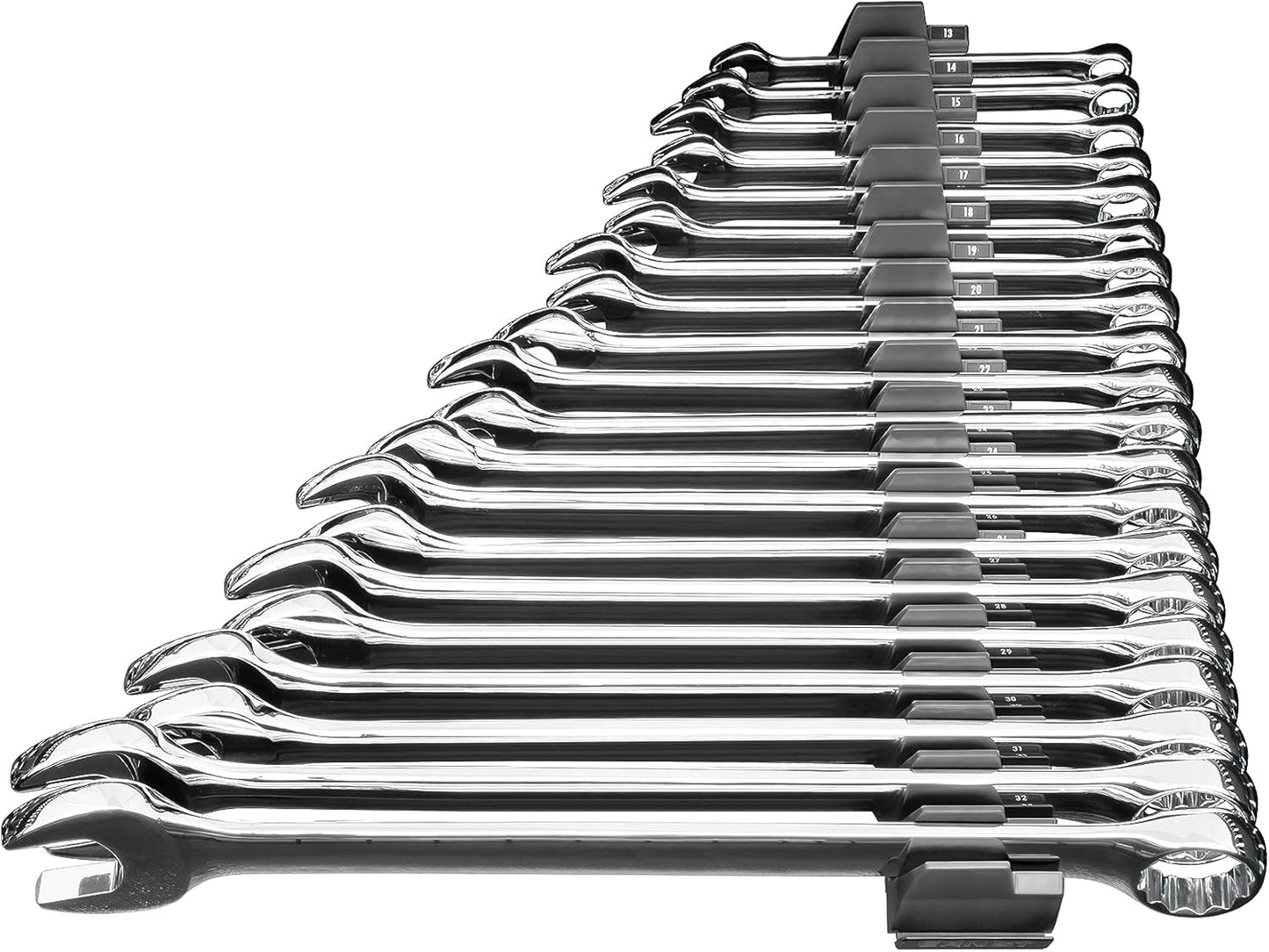 Modular Wrench Rack Organizer for 40 Tools, 6mm to 38mm, Black Plastic
