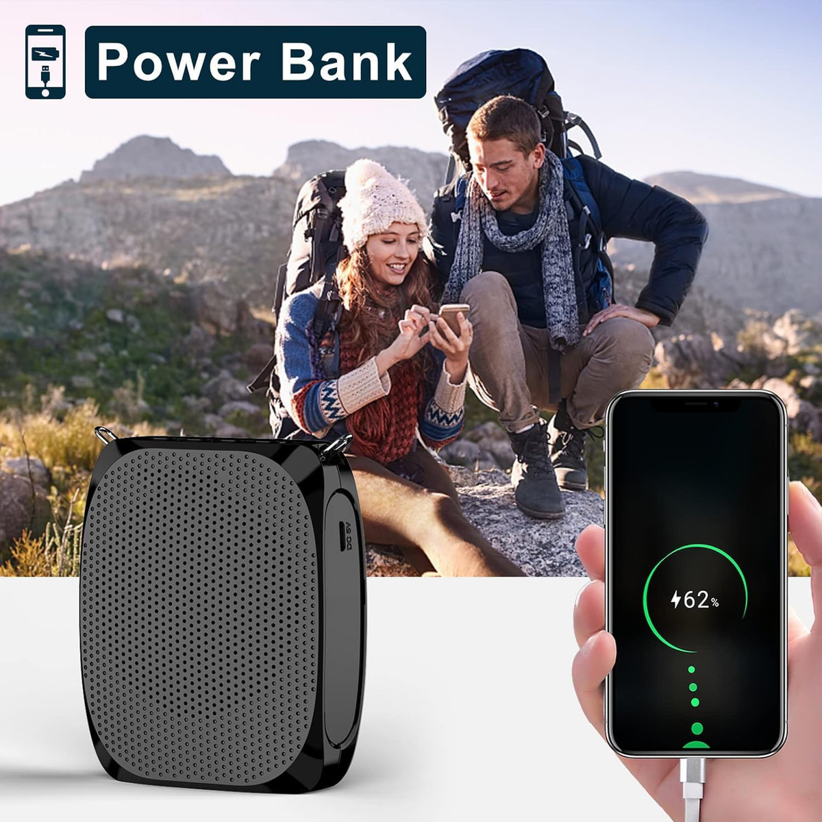 Portable Voice Enhancer with Flexible Microphone and Sound Clarity, 10W Speaker
