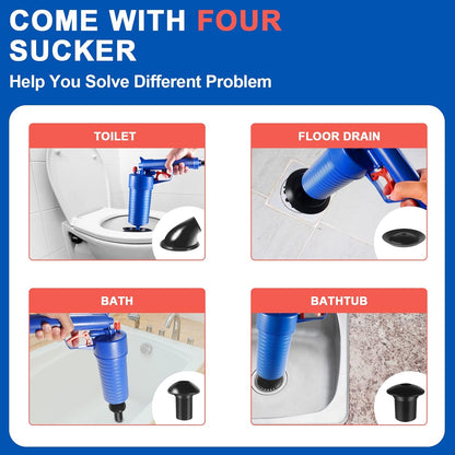 Powerful Air-Pressure Drain Unclogger with Multi-Suction Cups