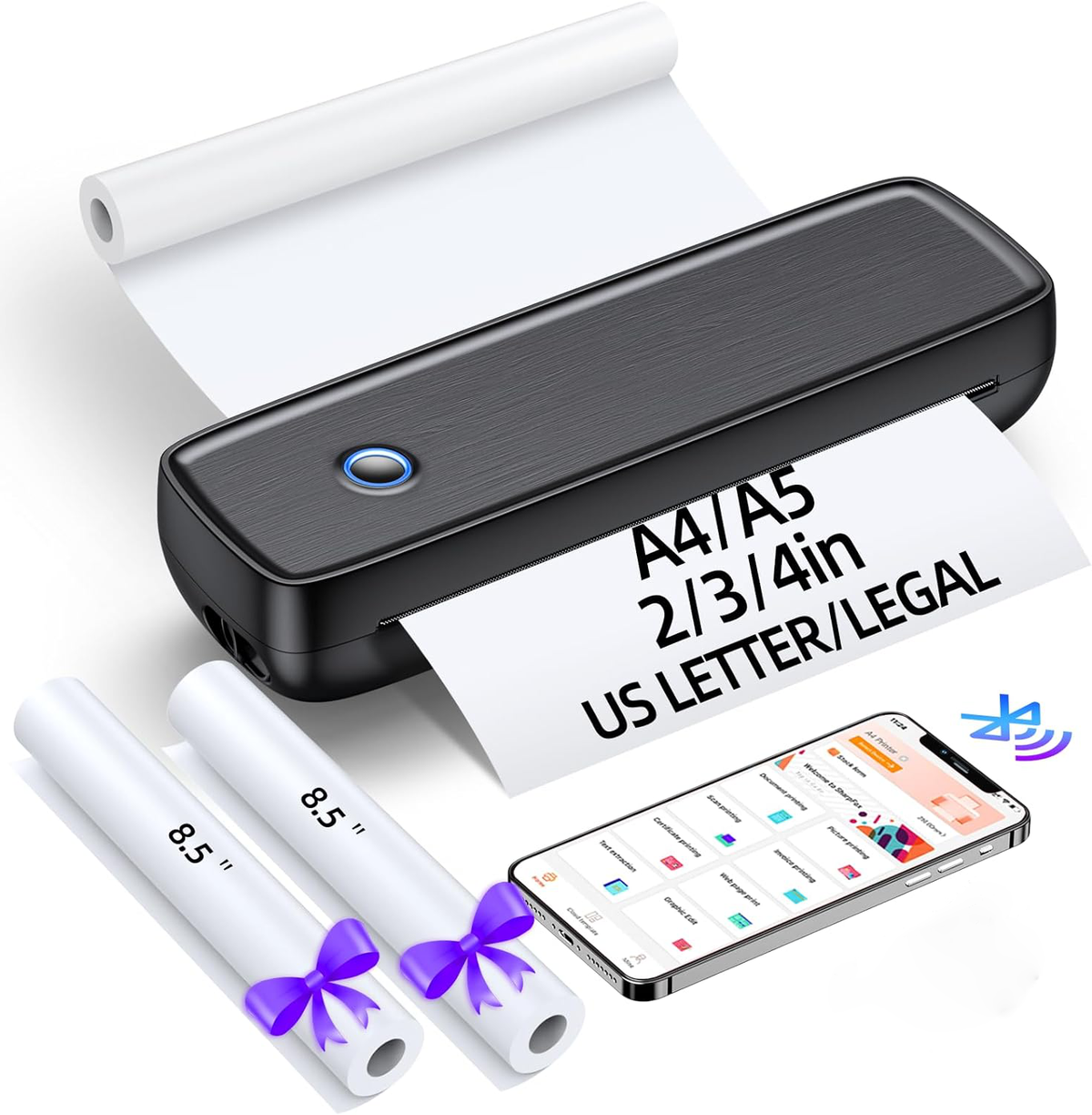 Wireless Thermal Printer for A4 Documents and Labels - Inkless, Bluetooth & USB-C