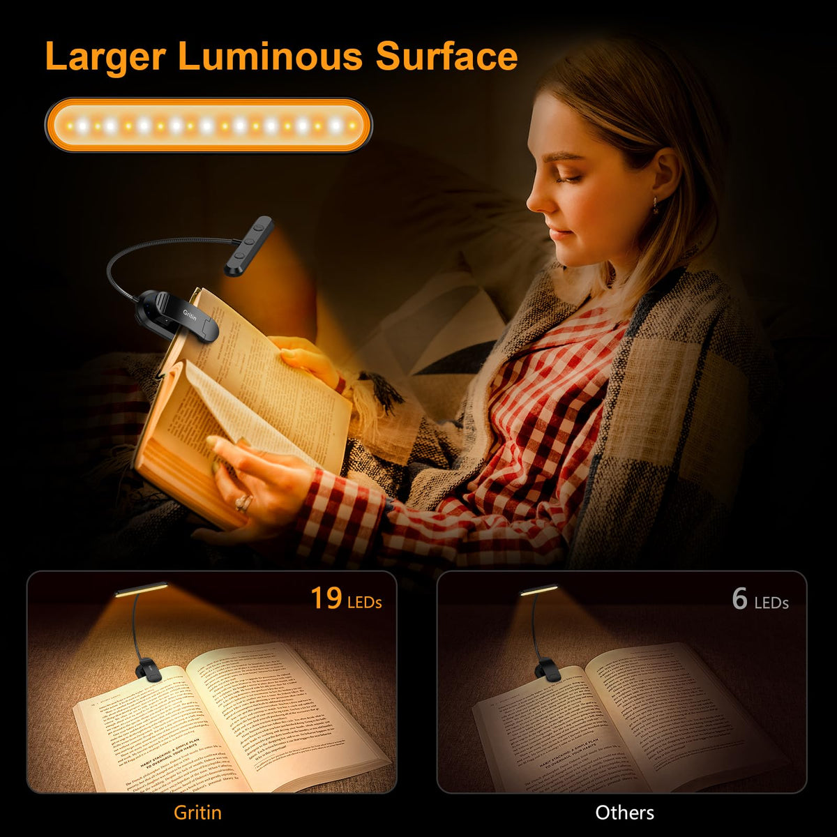 Versatile LED Reading Lamp with Adjustable Neck and USB-C Charging