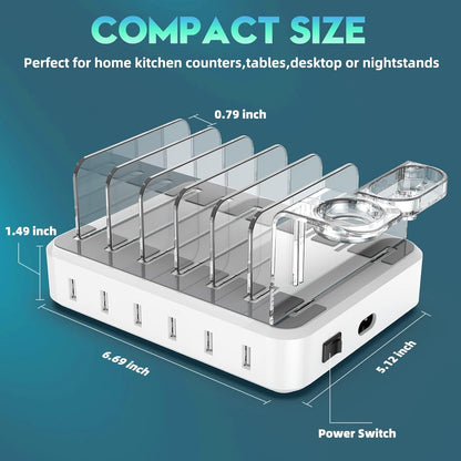 Versatile Six-Port Charging Hub with Customizable Organizer