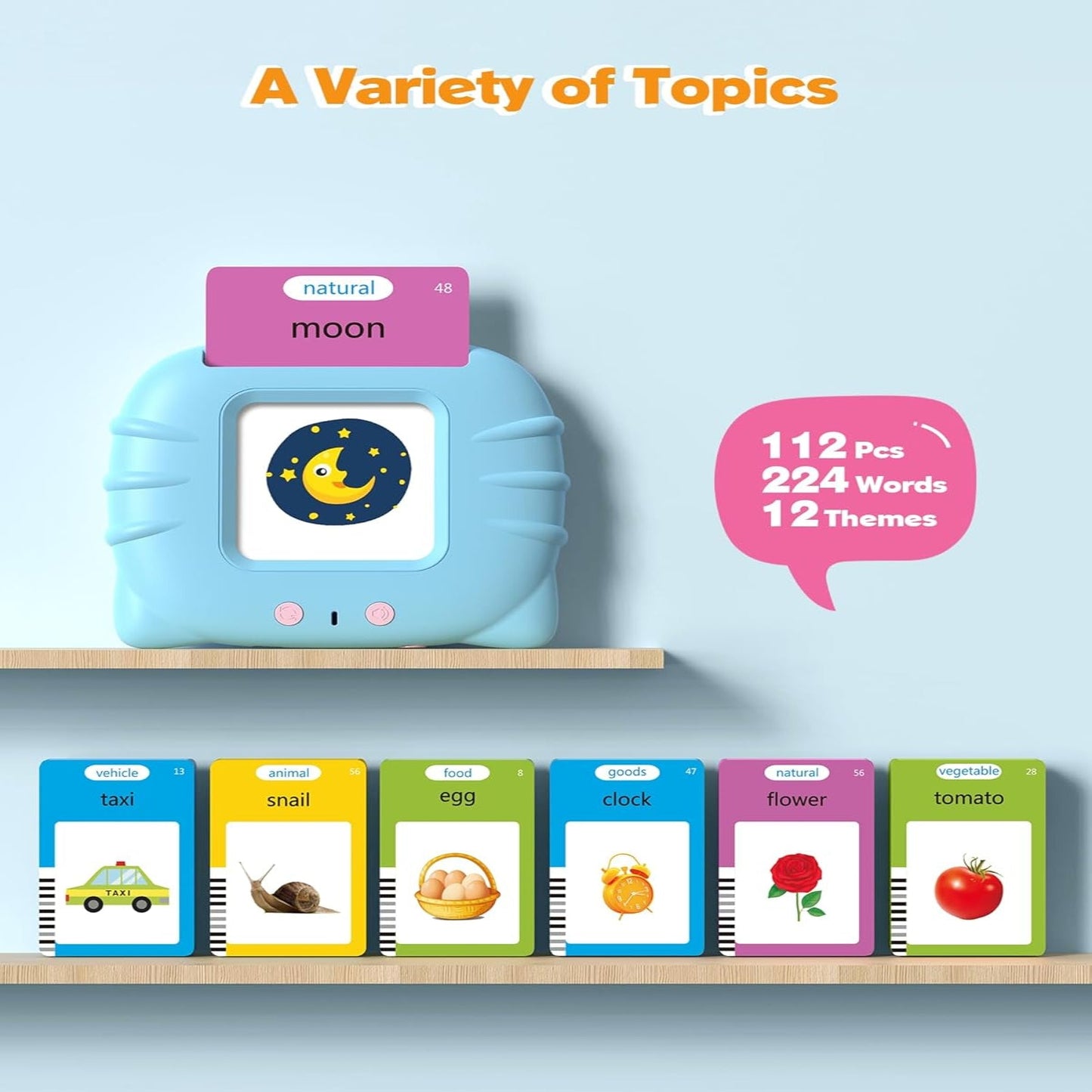 Interactive Vocabulary Builder Speaker with 224 Audio Cards