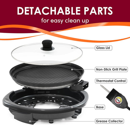 Versatile Indoor Electric Grill with Nonstick 14-Inch Plate
