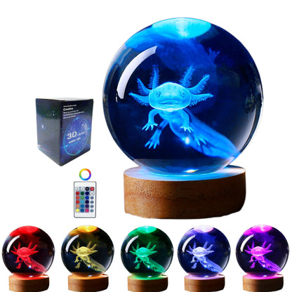 Illuminated Crystal Sculpture with Custom Wooden Base and Remote Control