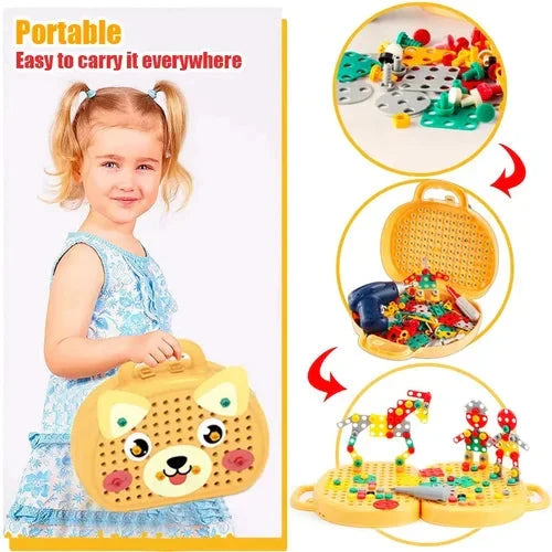 Creative Building Adventure Set with Electric Screwdriver - 80+ Pieces for Ages 3+