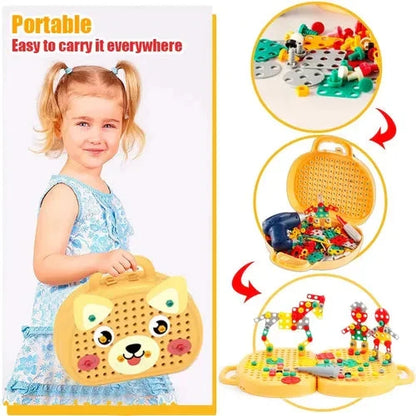 Creative Building Adventure Set with Electric Screwdriver - 80+ Pieces for Ages 3+