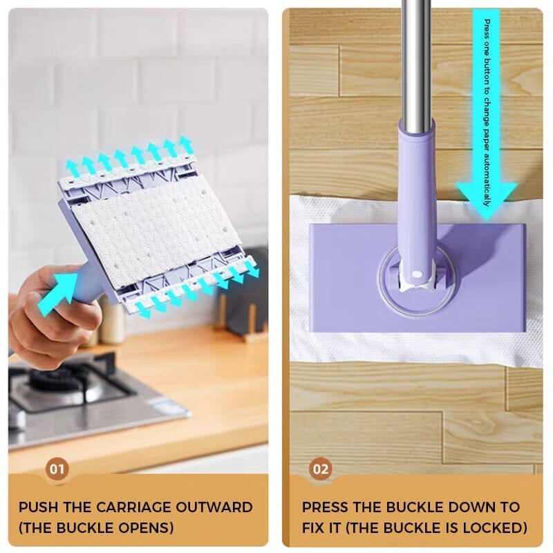 Effortless Mop with Automatic Cloth Change and Flexible Head