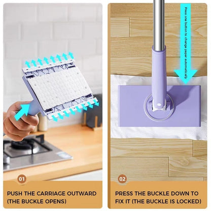 Effortless Mop with Automatic Cloth Change and Flexible Head