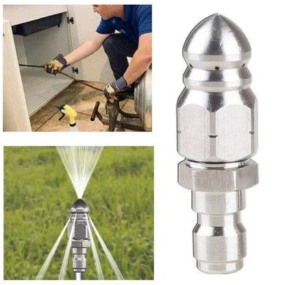 Pointed Tip Drain Cleaning Nozzle with Rotating Jet for Pressure Washers