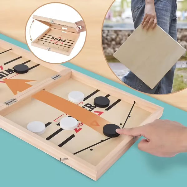 Engaging Two-Player Wooden Target Puck Game with 10 Pucks