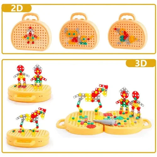 Creative Building Adventure Set with Electric Screwdriver - 80+ Pieces for Ages 3+