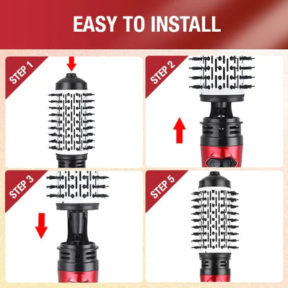 Versatile Hot Air Styler with Dual Brush Heads and Adjustable Heat
