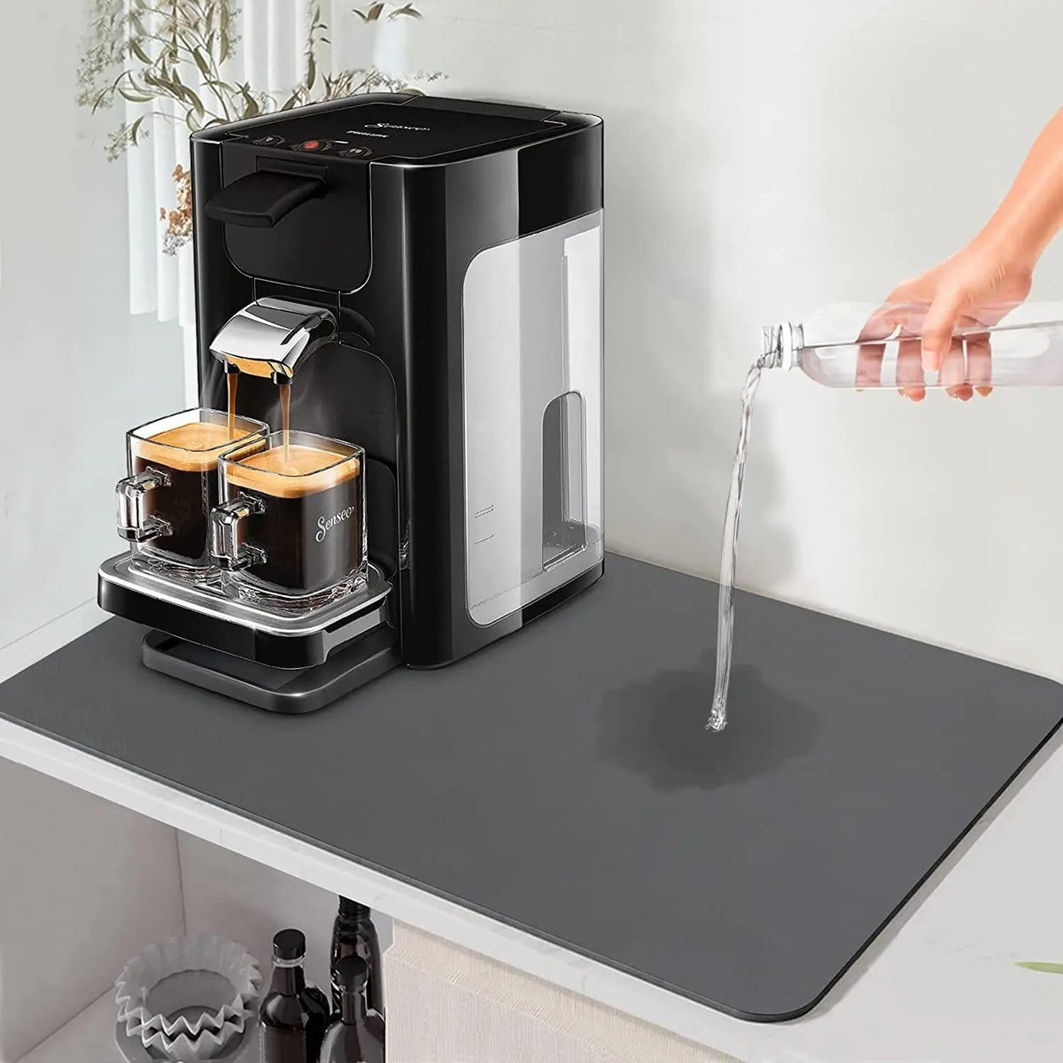 Ultra-Absorbent Dish Drying Mat with Non-Slip Rubber Base