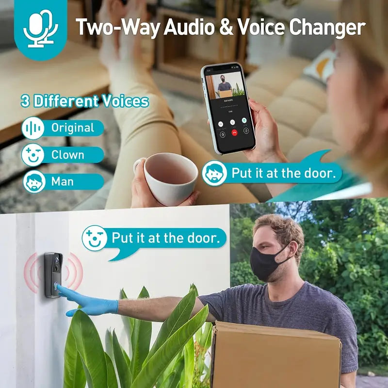 1080p HD Wireless Video Doorbell Camera with 166° Lens, Two-Way Audio