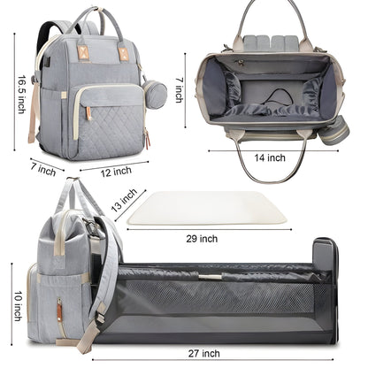 Versatile Baby Travel Bag with Foldable Crib and Bug Net