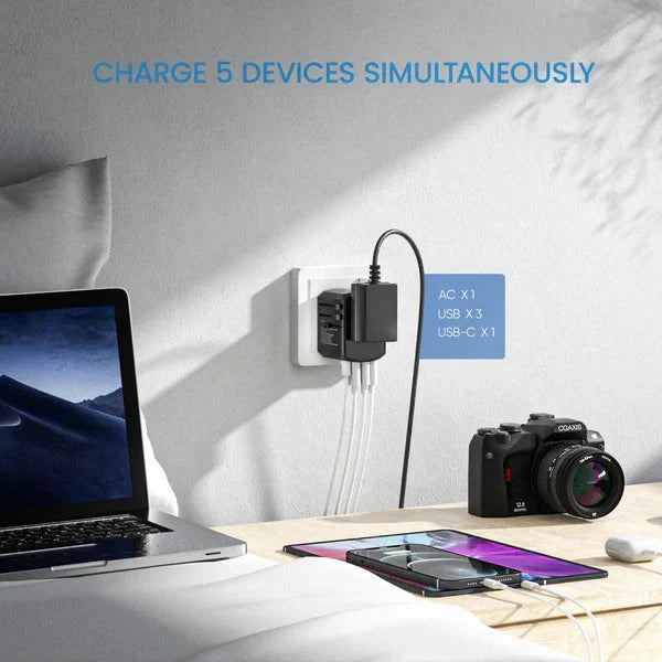 Global Travel Power Hub with USB Charging Ports