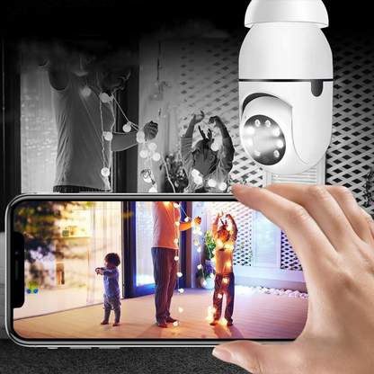 HD WiFi Security Camera Light Bulb with 355° Pan, Night Vision & Audio