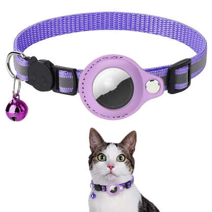 Adjustable Quick Release Nylon Collar for Dogs and Cats with AirTag Holder, Waterproof and Reflective