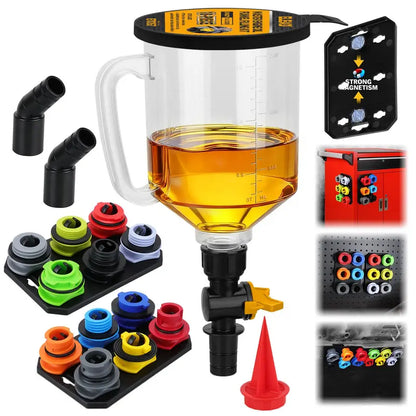 Precision Oil Funnel Adapter Kit with Rubber Seals & Magnetic Holders, 12-Piece