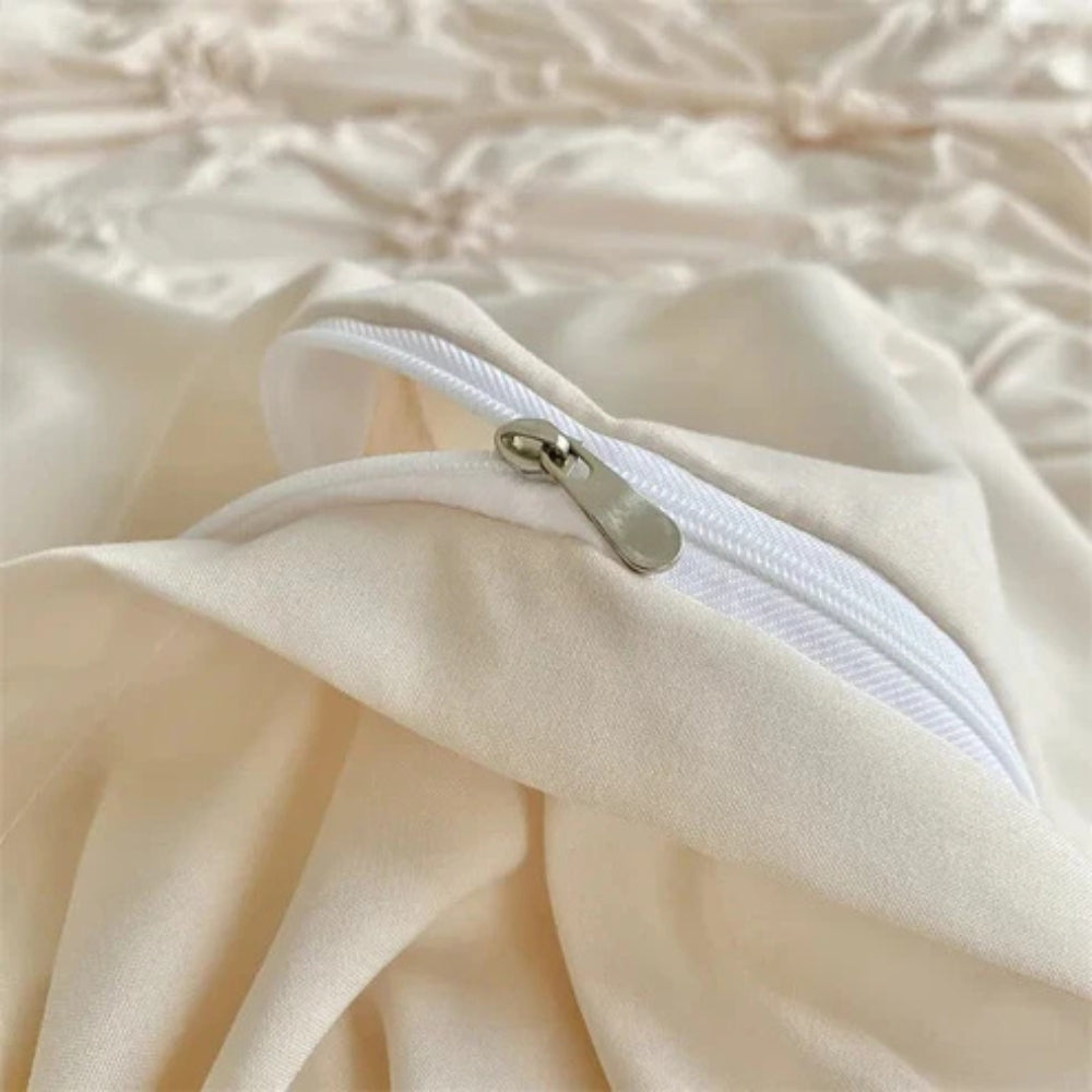 Floral Duvet Cover Set with Textured Ruffles