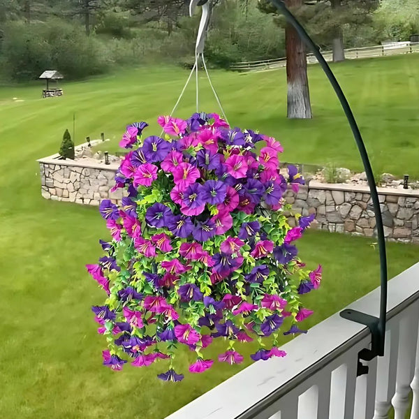 Weather-Resistant Faux Morning Glory Hanging Arrangement