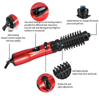 Versatile Hot Air Styler with Dual Brush Heads and Adjustable Heat
