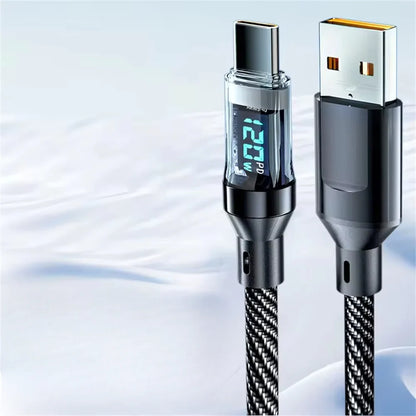 Ultra-Fast 120W Type-C Charging Cable with Smart Display