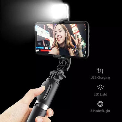 Extendable Wireless Selfie Stick with Tripod and Light