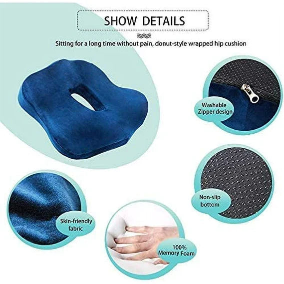 Non-Slip Seat Riser Pad – Memory Foam Cushion for Lower Back Support, 16 x 13 x 4 Inch