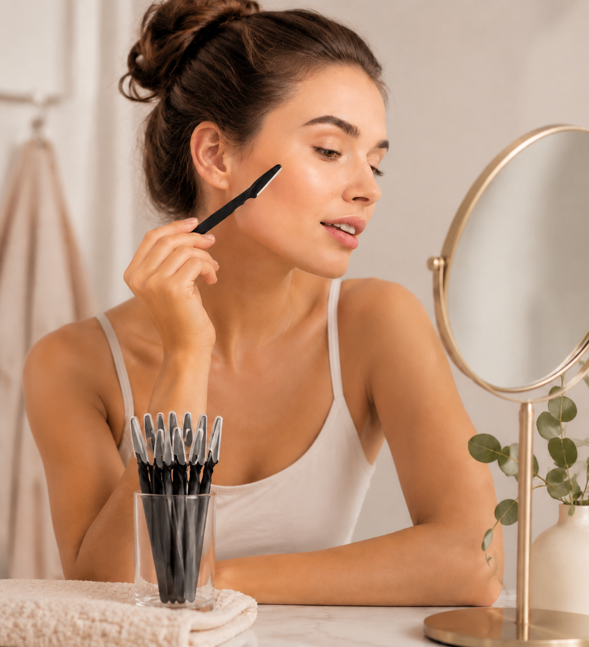 12-Pack Women's Face Razors, Stainless Steel Eyebrow Shapers for Peach Fuzz