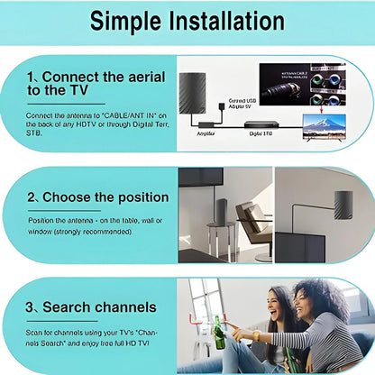 High-Performance 4K Indoor TV Antenna with Extended Range