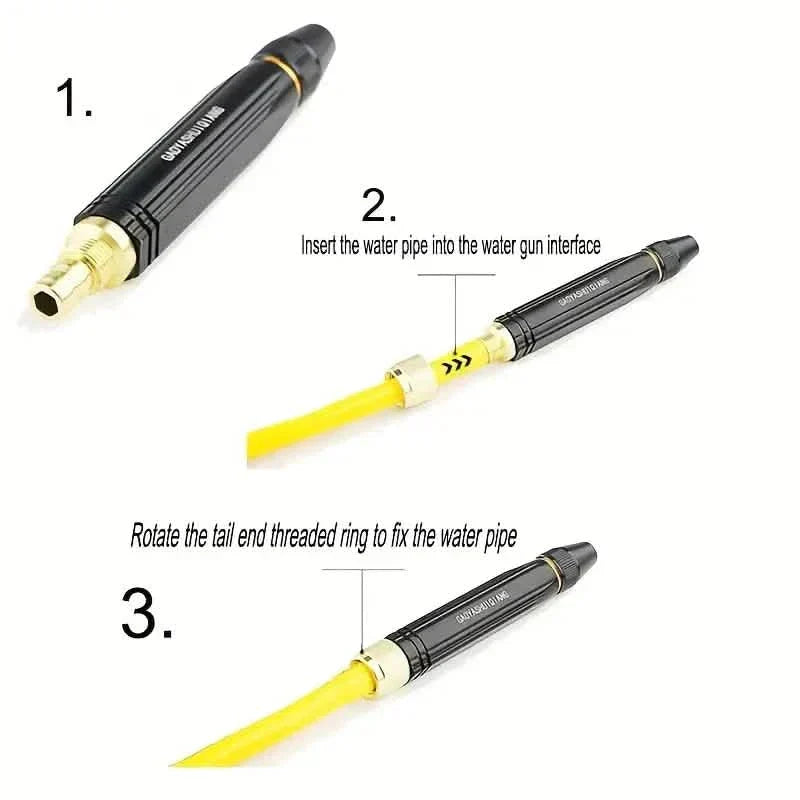 Versatile Garden Hose Nozzle with Locking Trigger and Extendable Reach