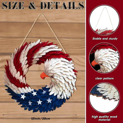Patriotic Eagle Emblem Wooden Door Decor