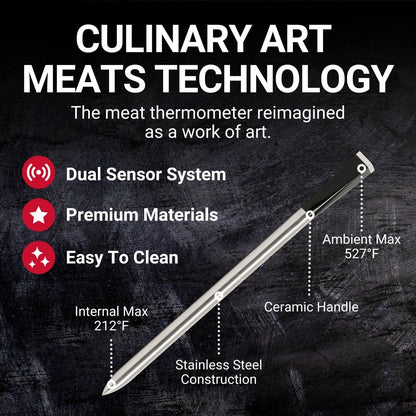 Bluetooth Wireless Meat Thermometer with Dual Sensor Probe and Bamboo Holder