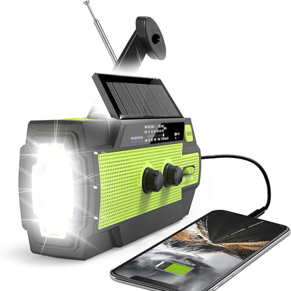 Reliable Emergency Radio with Hand Crank & Solar Power, 4000mAh Battery