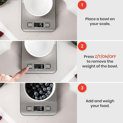 Digital Cooking Scale with Illuminated Screen and Tare Feature