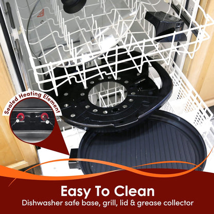 Versatile Indoor Electric Grill with Nonstick 14-Inch Plate