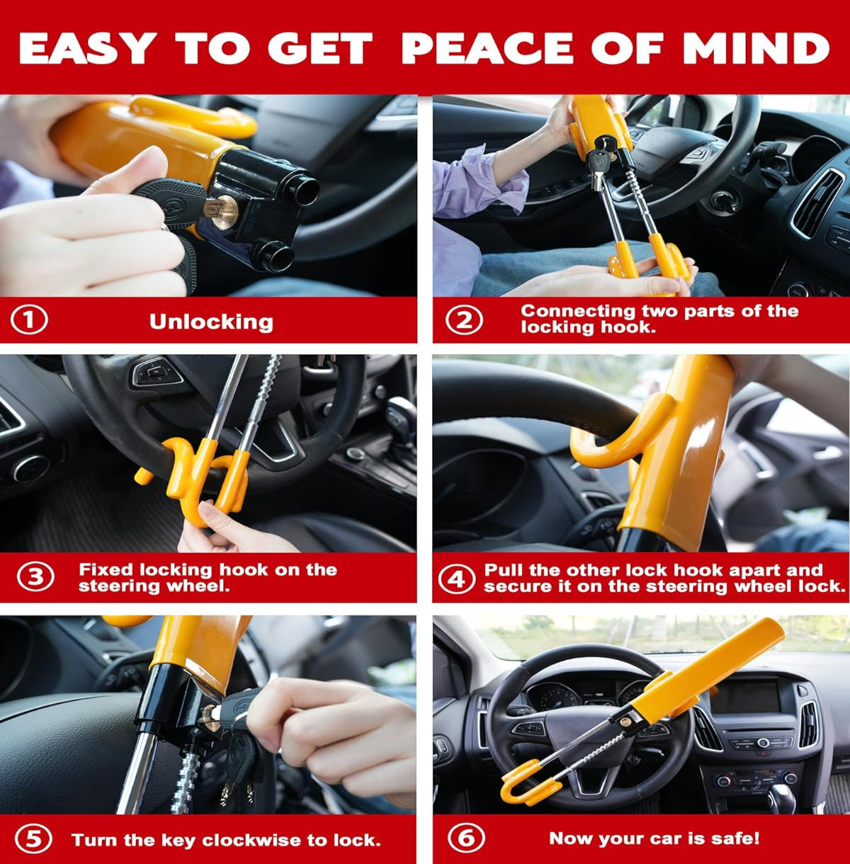 SecureGuard Steering Wheel Lock with Enhanced Protection System