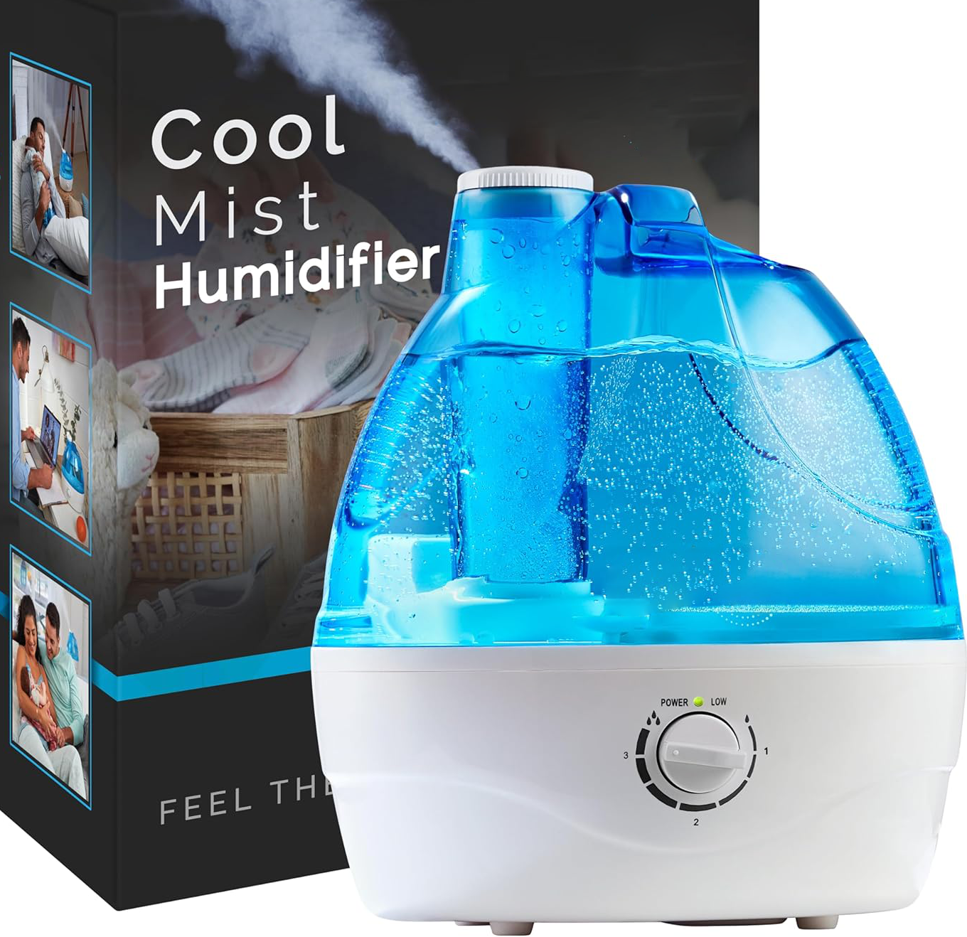 SerenityMist Ultrasonic Humidifier with 360° Adjustability and Auto Shutoff, 2.2L Capacity