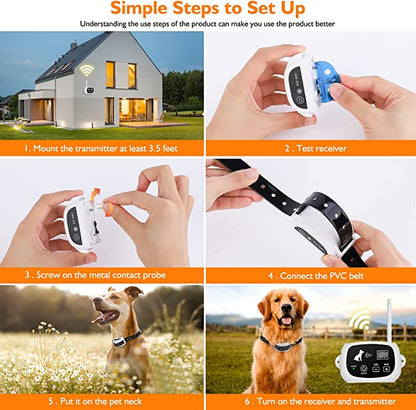 Adjustable Wireless Pet Containment System with Collar for Dogs