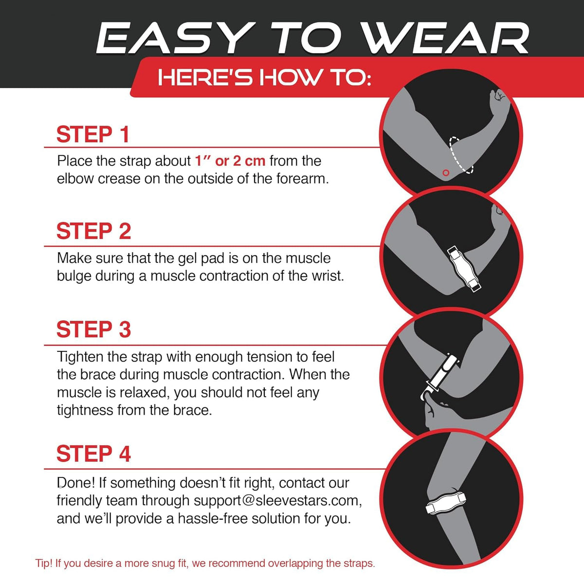 Customizable Elbow Support Brace with Triple Strap System