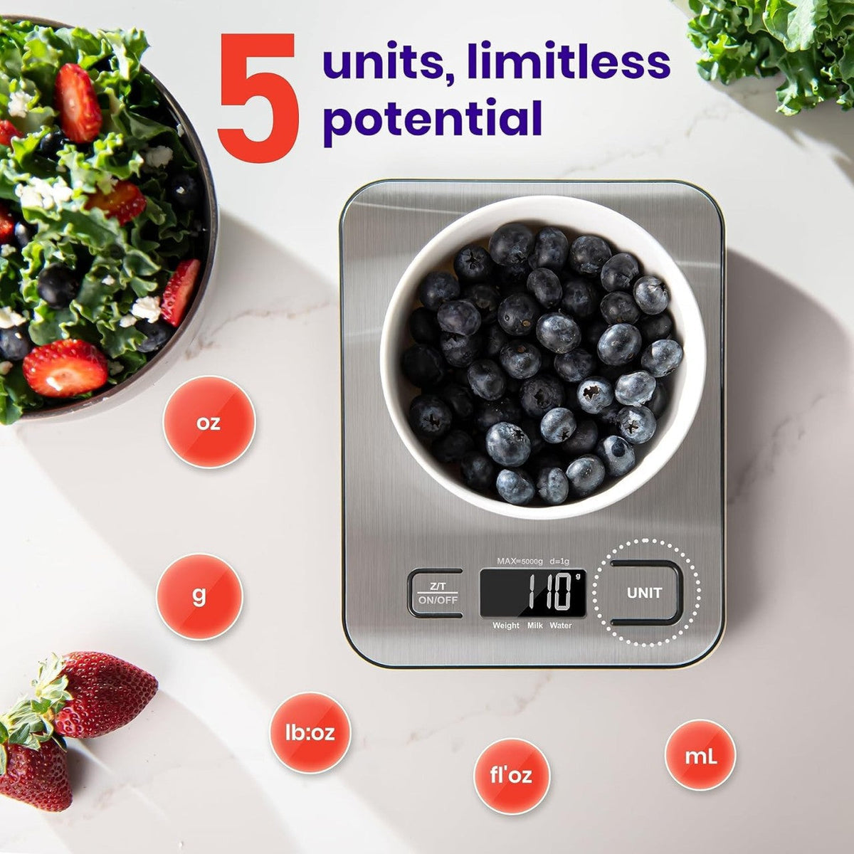 Digital Cooking Scale with Illuminated Screen and Tare Feature