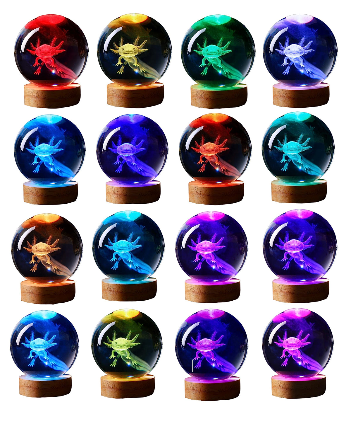 Illuminated Crystal Sculpture with Custom Wooden Base and Remote Control