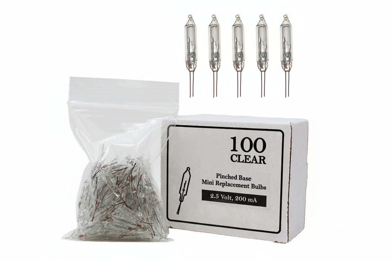 Clear Mini Light Bulbs with Secure Base – 100 Pack