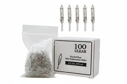 Clear Mini Light Bulbs with Secure Base – 100 Pack