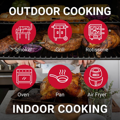 Bluetooth Wireless Meat Thermometer with Dual Sensor Probe and Bamboo Holder