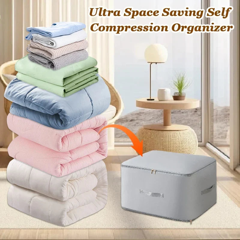 Space-Saving Compression Bag with Zipper and Water-Resistant Fabric